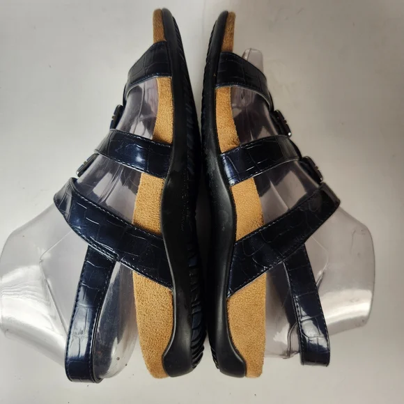 VIONIC Women's Amber Sandal 39 / 7 Blue Leather Strappy Comfort Orthotic Shoes - Picture 6 of 11